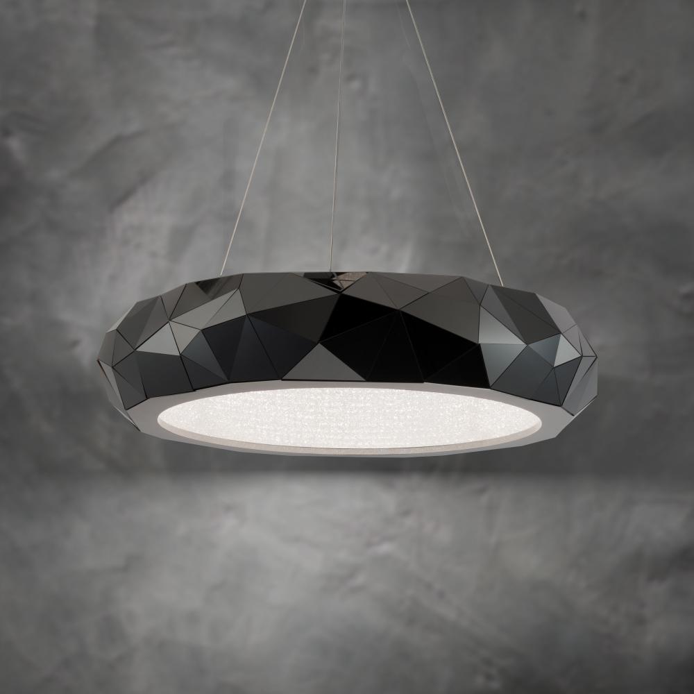 Mosaic 30in LED 3000K/3500K/4000K 120V-277V Pendant in Black Polished Stainless Steel with Clear R