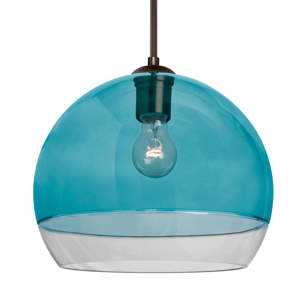 Besa, Ally 12 Cord Pendant, Coral Blue/Clear, Bronze Finish, 1x60W Medium Base, 15Ft.