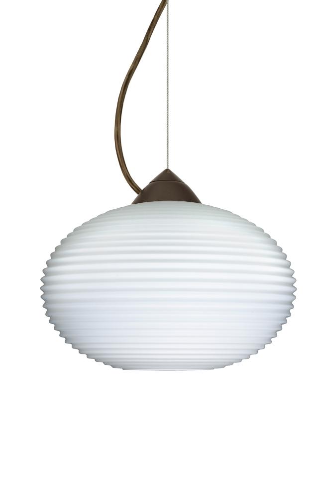 Besa Pape 10 Pendant 1Kx Opal Ribbed LED-Bronze 1x9W LED, 15Ft. Cord