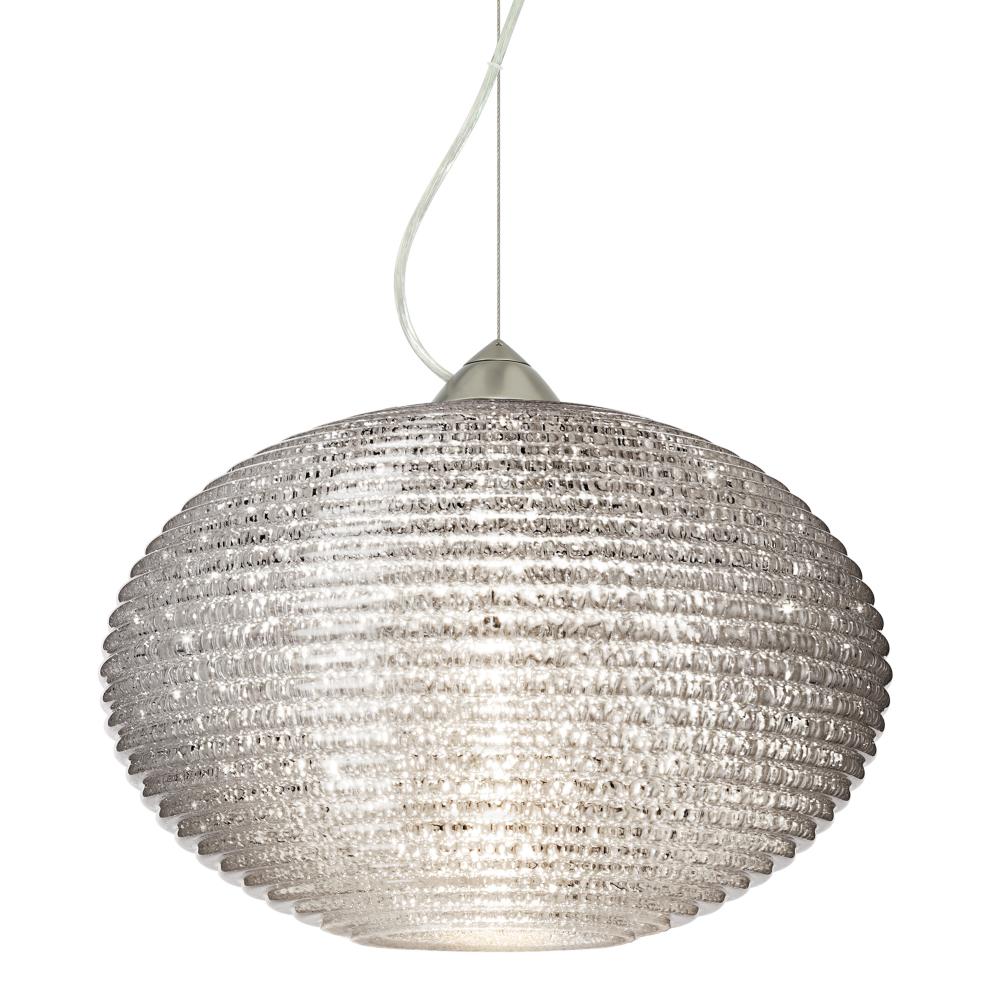 Besa Pape 12 Pendant 1Kx Glitter Satin Nickel 1x9W LED, 15Ft. Cord