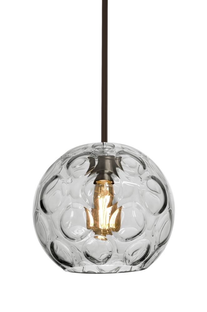 Besa Bombay Cord Pendant, Clear, Bronze Finish, 1x8W LED Filament, 15Ft. Cord