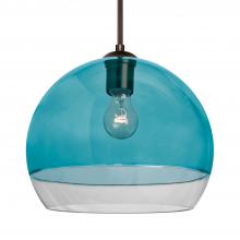 Besa Lighting 1JT-ALLY12BL-BR-L - Besa, Ally 12 Cord Pendant, Coral Blue/Clear, Bronze Finish, 1x60W Medium Base, 15Ft.