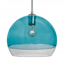 Besa Lighting 1JT-ALLY12BL-SN-L - Besa, Ally 12 Cord Pendant, Coral Blue/Clear, Satin Nickel Finish, 1x60W Medium Base,