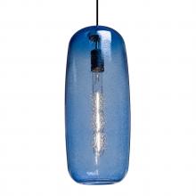 Besa Lighting 1JT-PINOT18BL-BK-L - Besa, Pinot 18 Cord Pendant, Blue Bubble, Black FInish 1x60W Incandescent, 15Ft. Cord