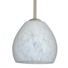 Besa Lighting 1TT-412219-MED-SN-L - Besa Bolla Pendant Carrera Satin Nickel 1x40W B10 Medium base, 15Ft. Stem