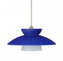 Besa Lighting 1XC-271823-SN-L - Besa Pendant Trilo 7 Satin Nickel Blue Matte 1x50W Halogen, 15Ft. Cord
