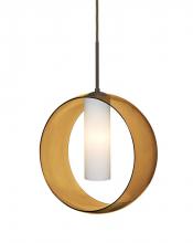 Besa Lighting 1JC-PLATOAM-LED-BR - Besa, Plato Cord Pendant, Amber/Opal, Bronze Finish, 1x5W LED