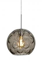 Besa Lighting 1JT-BOMYSM-EDIL-SN - Besa Bombay Cord Pendant, Smoke, Satin Nickel Finish, 1x8W LED Filament