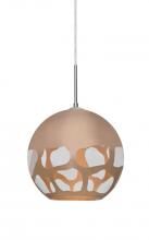 Besa Lighting 1JT-ROCKYCP-LED-SN - Besa, Rocky Cord Pendant, Copper, Satin Nickel Finish, 1x9W LED