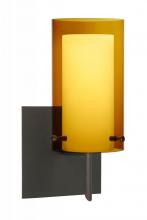 Besa Lighting 1SW-G44007-LED-BR-SQ - Besa Pahu 4 Wall With SQ Canopy 1SW Transparent Armagnac/Opal Bronze 1x5W LED
