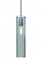 Besa Lighting 1TT-JUNI16BL-EDIL-SN - Besa, Juni 16 Stem Pendant, Blue Bubble, Satin Nickel, 1x4W LED Filament