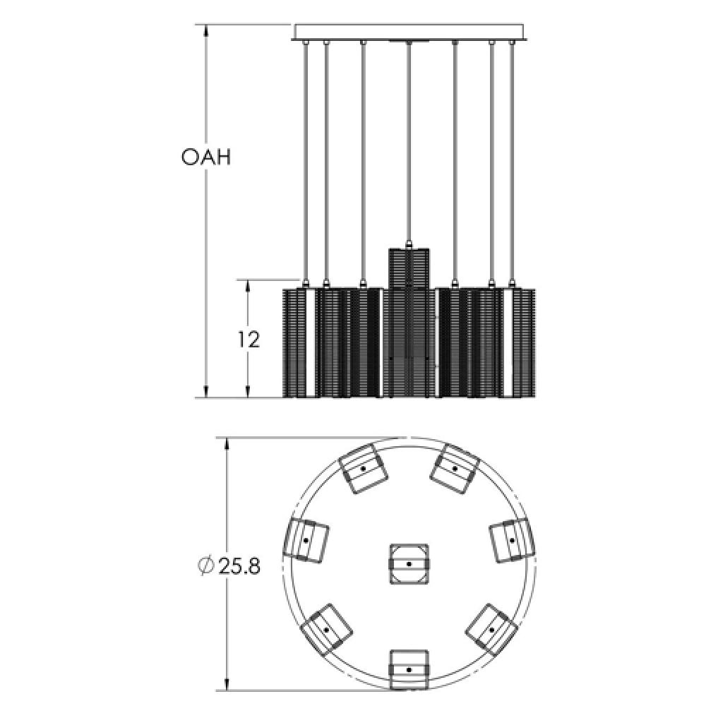 Downtown Mesh Round 8pc Multi-Pendant