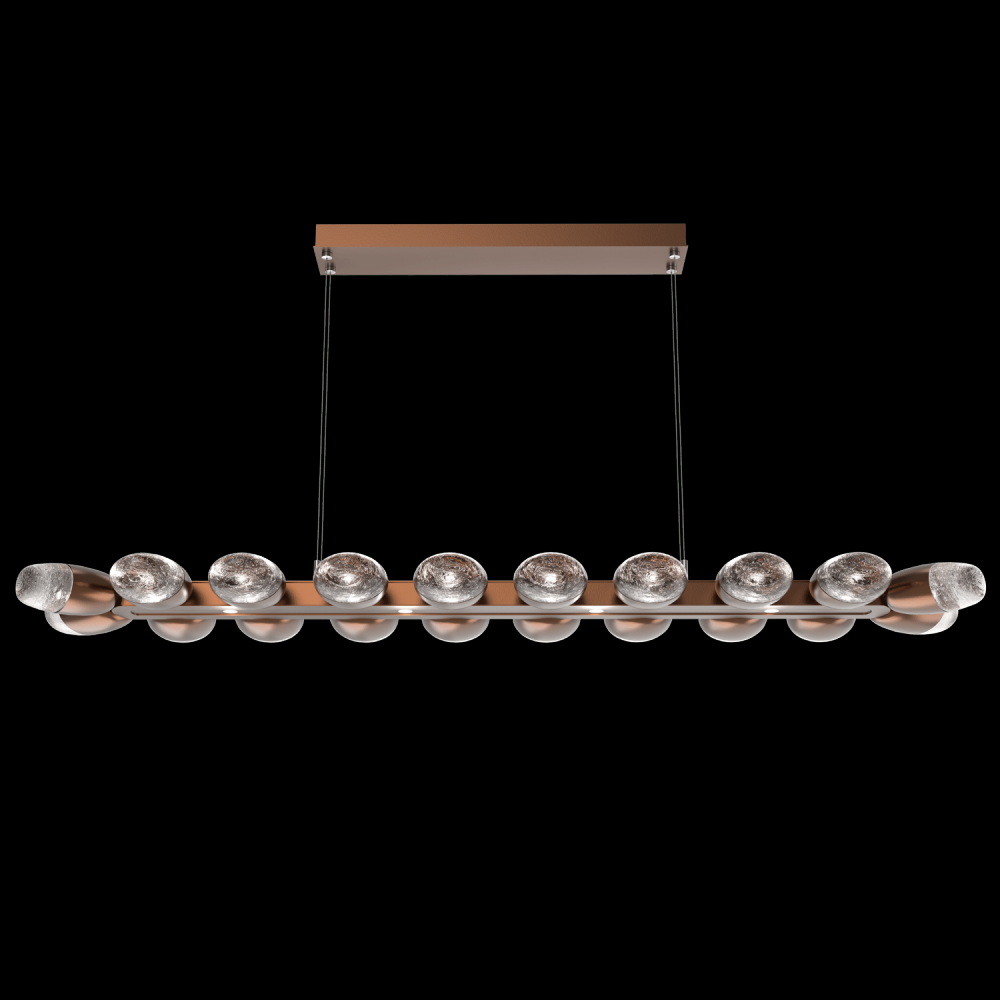 Pebble Linear Suspension 60" Small Glass-Burnished Bronze-Pebble Clear
