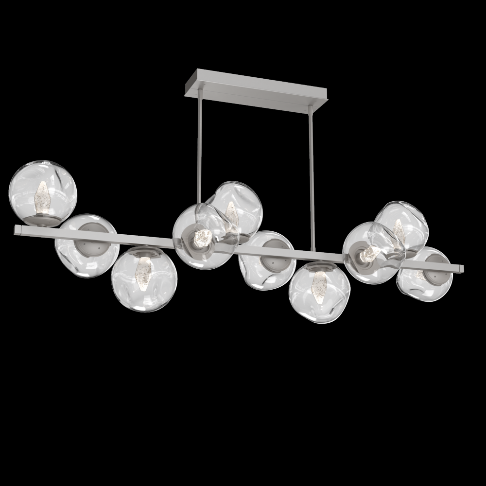 Luna 10pc Twisted Branch-Beige Silver-Geo Inner - Clear Outer-Threaded Rod Suspension-LED 3000K