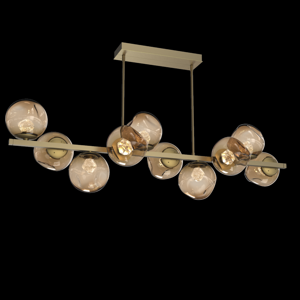 Luna 10pc Twisted Branch-Gilded Brass-Zircon Inner - Bronze Outer-Threaded Rod Suspension-LED 3000K