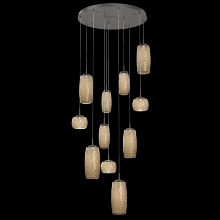 Hammerton CHB0091-11-GP-B-C01-L1 - Vessel 11pc Round Multi-Pendant-Graphite-Bronze Blown Glass-Cloth Braided Cord-LED 2700K