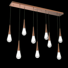 Hammerton PLB0078-09-BB-C-C01-L3 - Raindrop Linear 9 PC.-Burnished Bronze-Blown Glass