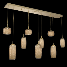 Hammerton PLB0091-09-GB-B-C01-L1 - Vessel 9pc Linear Multi-Pendant-Gilded Brass-Bronze Blown Glass-Cloth Braided Cord-LED 2700K