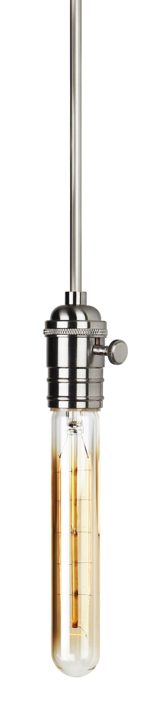 Pendant 120v 40w Retro Tube Spiral Filament 185mm T9 E26  Satin Nickel  Brown Cord