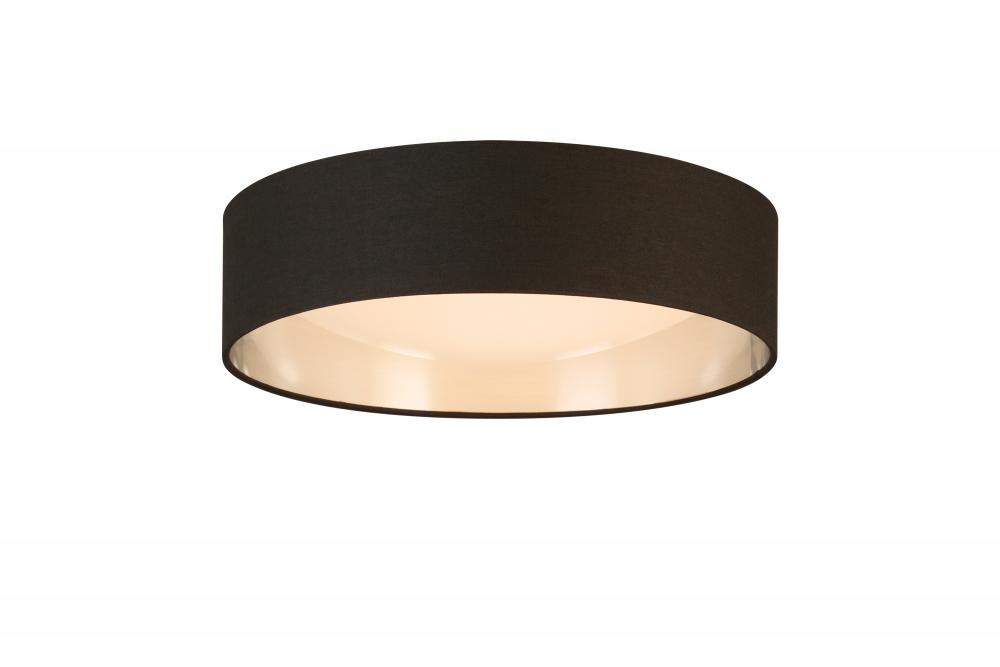 Integrated LED 16" Ceiling Light w/ Black & Brushed Nickel Fabric Shade w/ White Acrylic Diffuse