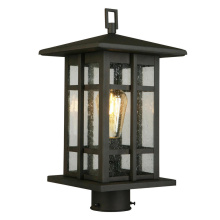 Eglo 202889A - 1x60W Outdoor Post Light w Matte Bronze Finish & Clear Seeded Glass