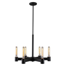 Eglo 204553A - 6x60W chandelier with matte black finish and open bulbs