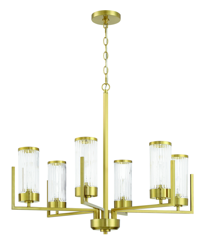 Whittley 6 Light Chandelier in Satin Brass