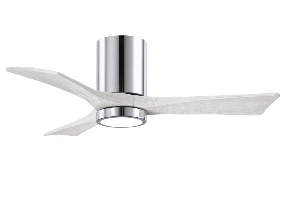 Irene-3HLK three-blade flush mount paddle fan in Polished Chrome finish with 42” solid matte whi