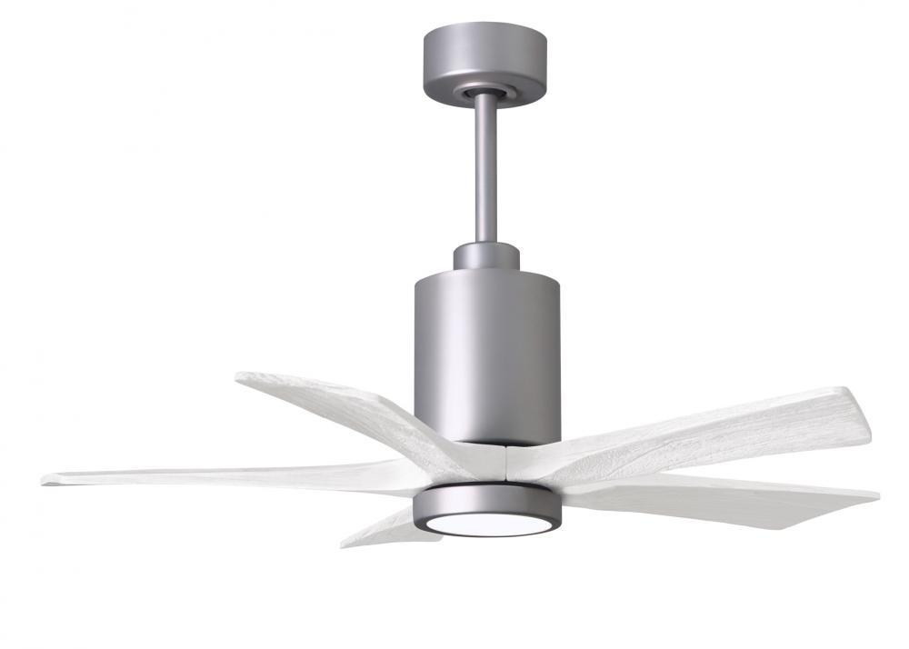 Patricia-5 five-blade ceiling fan in Brushed Nickel finish with 42” solid matte white wood blade