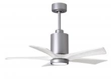 Matthews Fan Company PA5-BN-MWH-42 - Patricia-5 five-blade ceiling fan in Brushed Nickel finish with 42” solid matte white wood blade