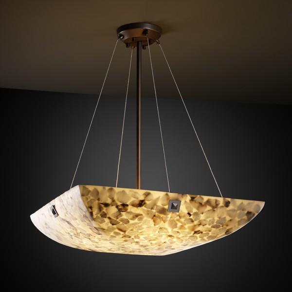 18" Pendant Bowl w/ PAIR SQUARE W/ POINTS FINIALS