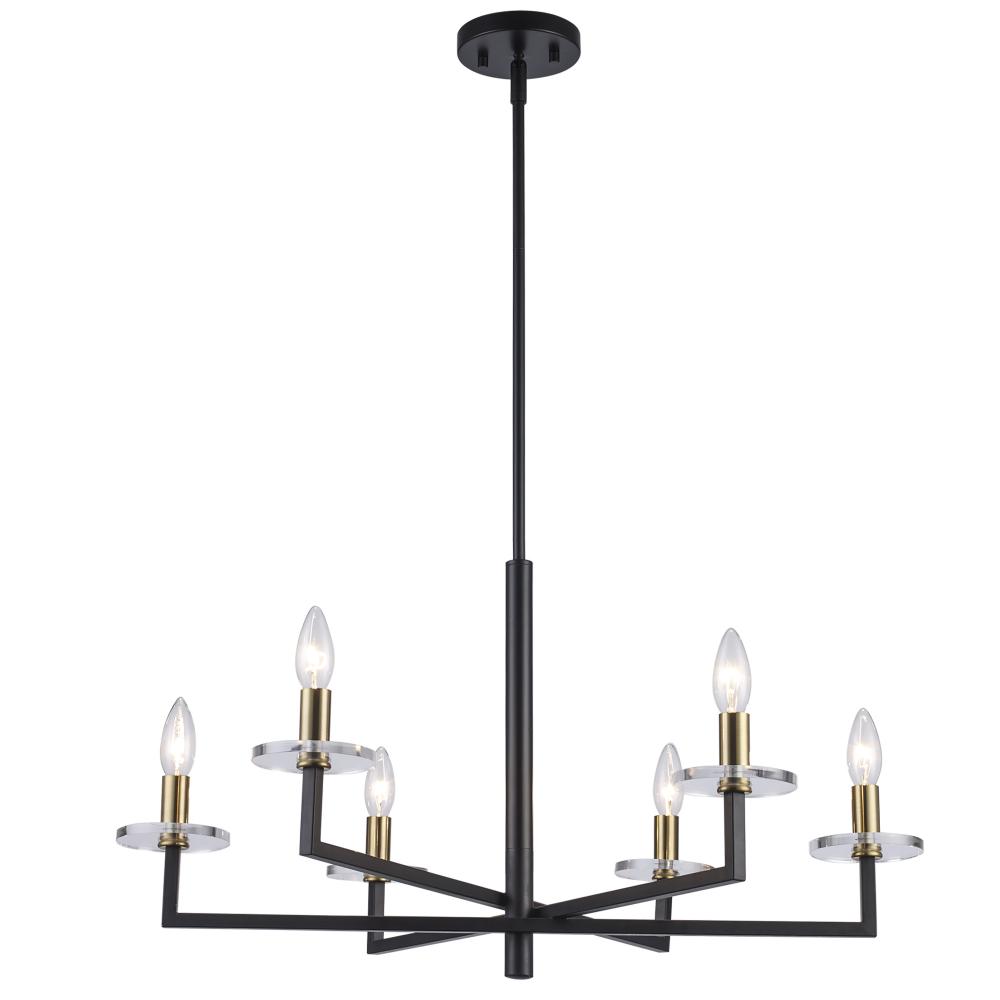 6LT CHANDELIER-AG BACKPLATE-CL
