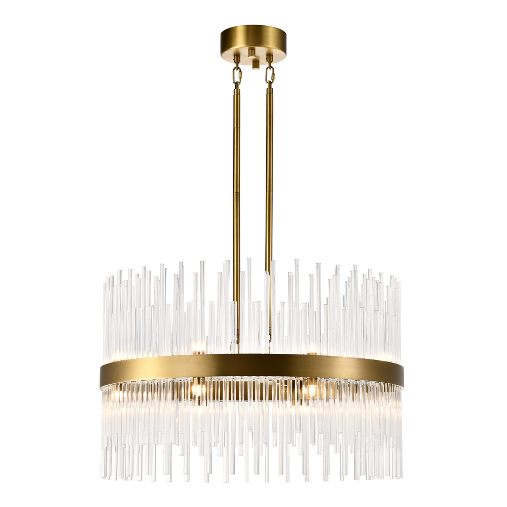 Citadel 26" 16-Light, Glass Stem Drum Chandelier in Aged Brass