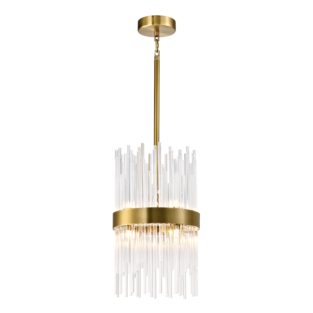 Citadel 10" 8-Light, Glass Stem Drum Mini-Pendant in Aged Brass