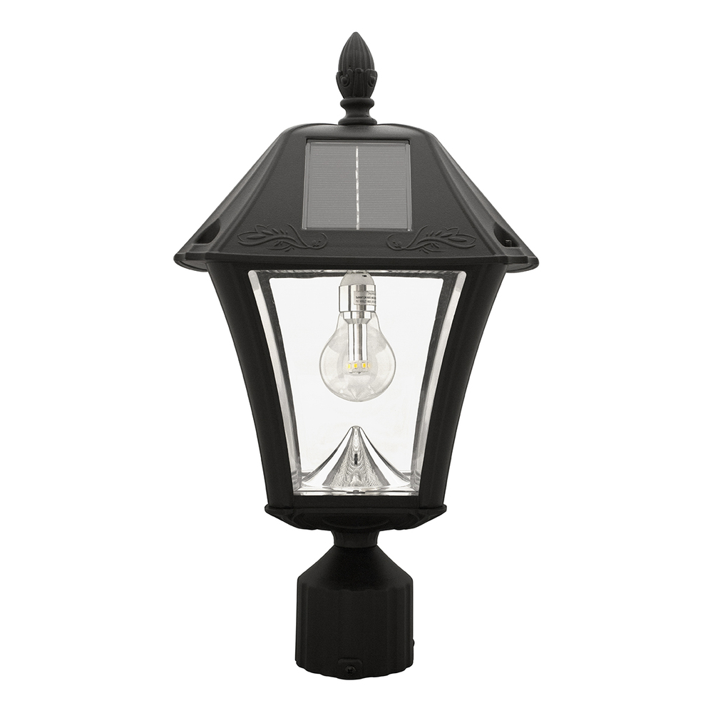 Baytown II Bulb Solar Light - Warm White LEDS- Wall/Pier/ 3 Inch Fitter Mounts - Black Finish