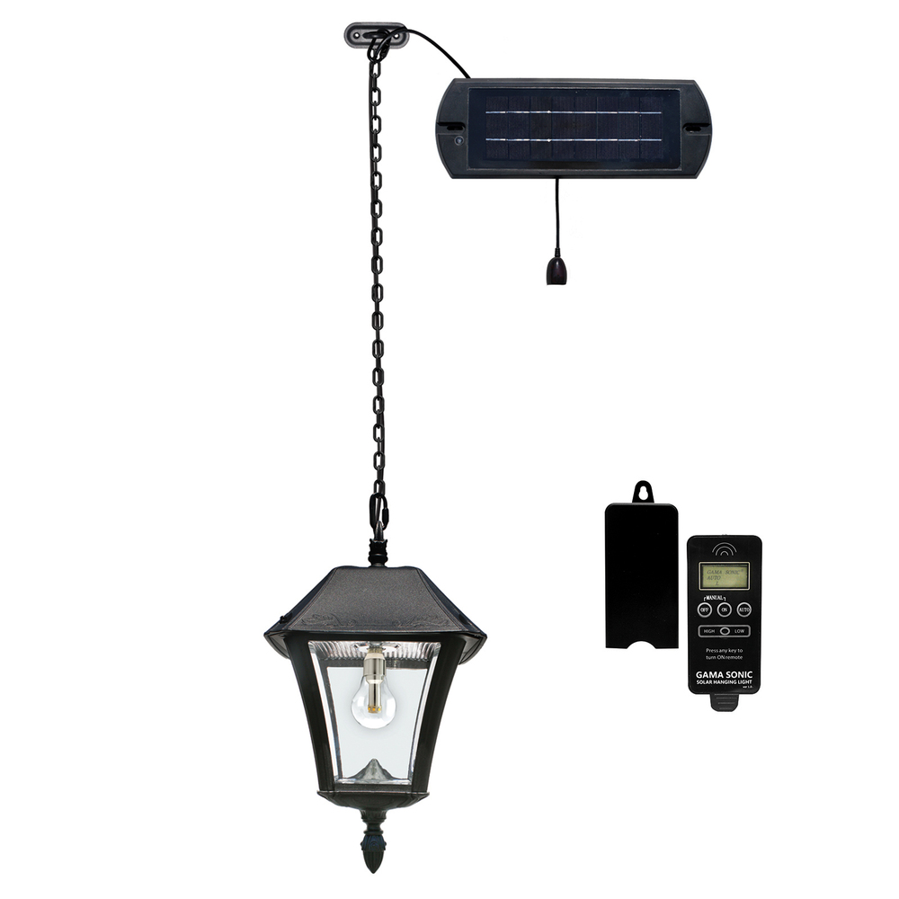 Baytown II Bulb Solar Hanging Lamp - Black Finish