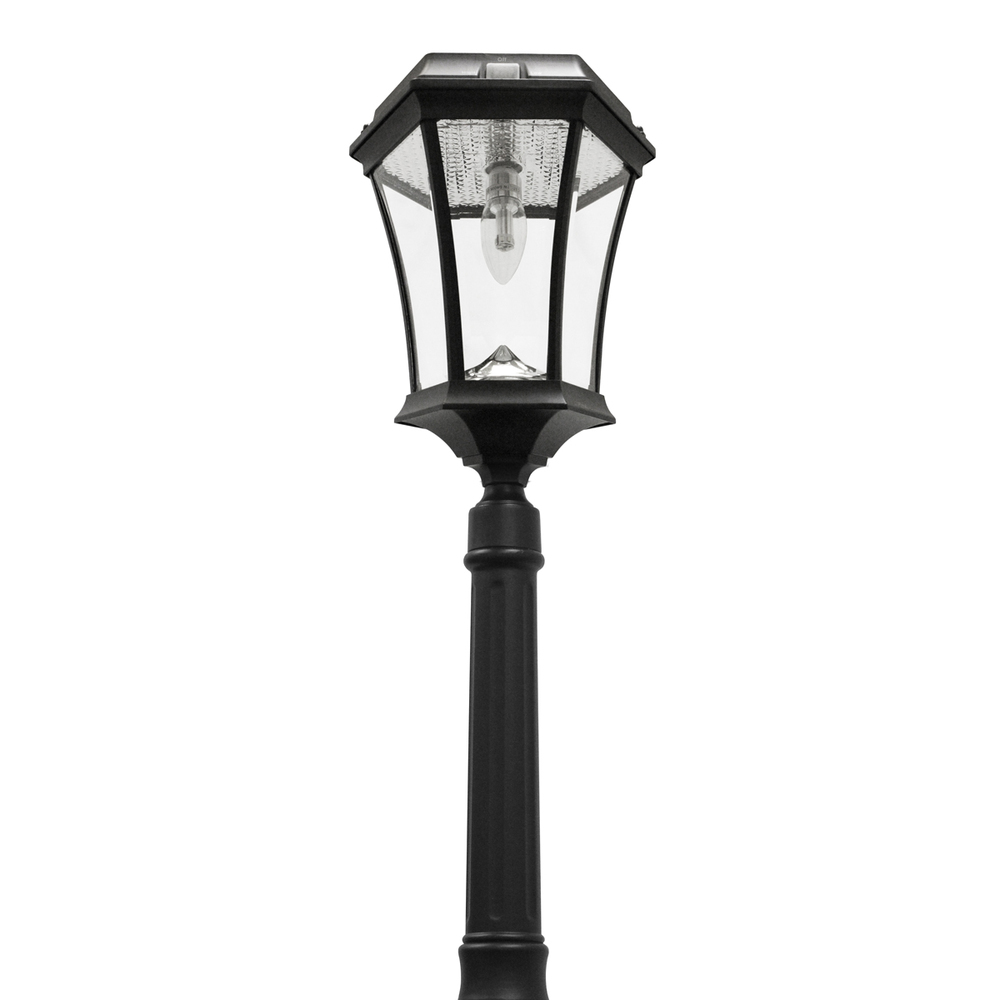 Victorian Bulb Single Solar Lamp Post with GS Solar LED Light Bulb - Black Finish