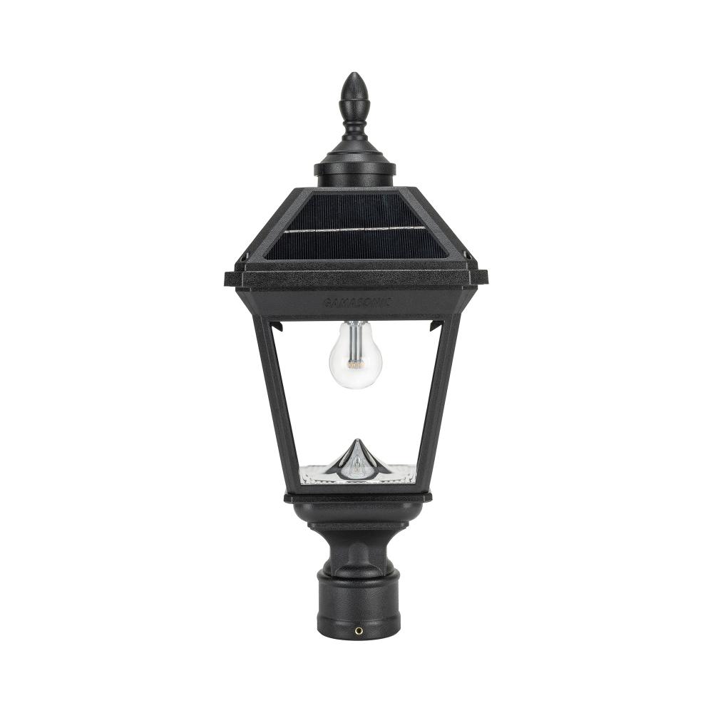Imperial Bulb II Solar Post Light with 3" Fitter - Black