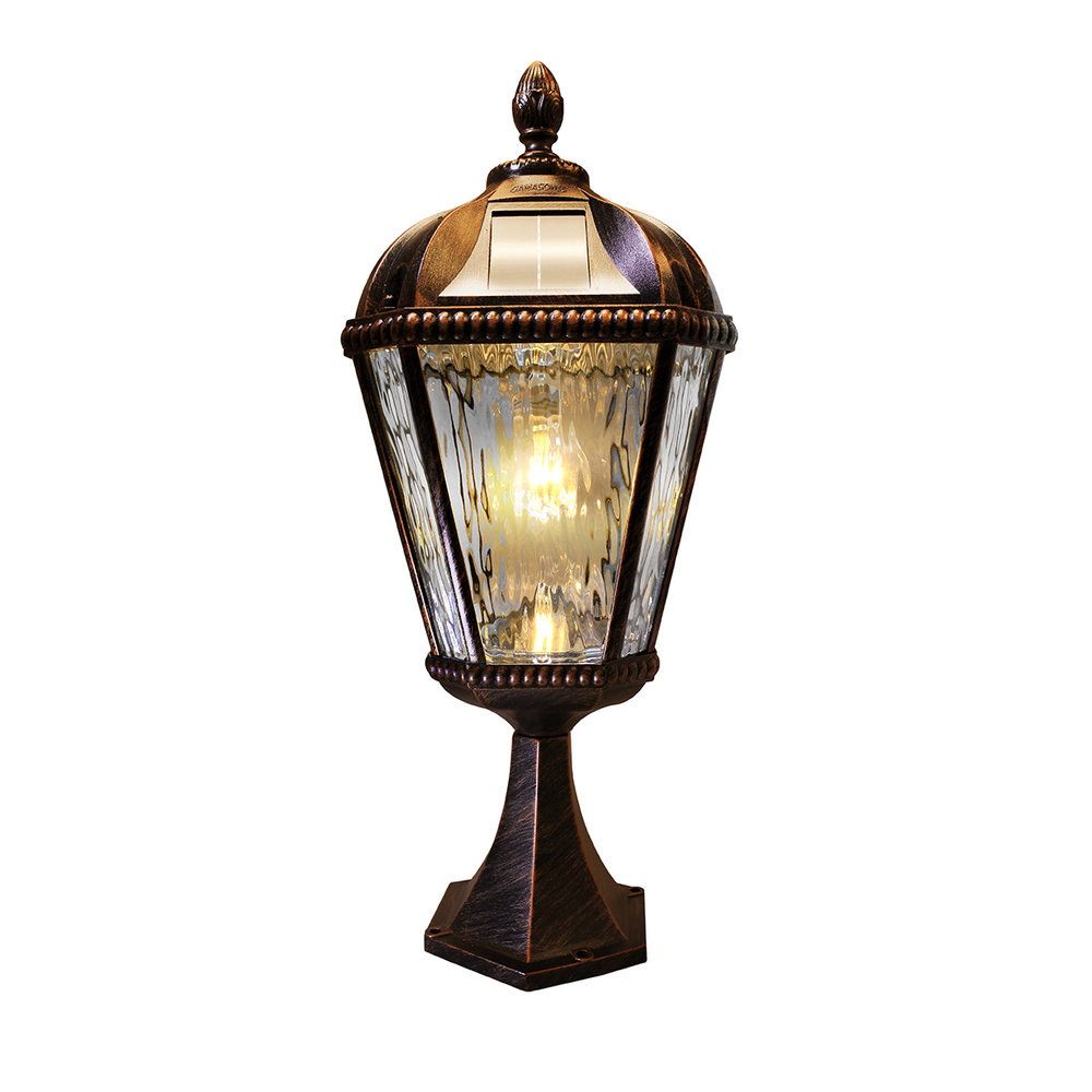 Royal Bulb Solar Lamp - Pier Mount - Brushed Bronze Finish