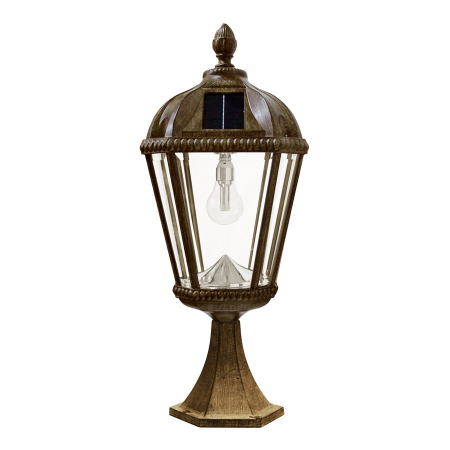 Royal Bulb with GS Solar LED Light Bulb - Pier Mount - Weathered Bronze Finish