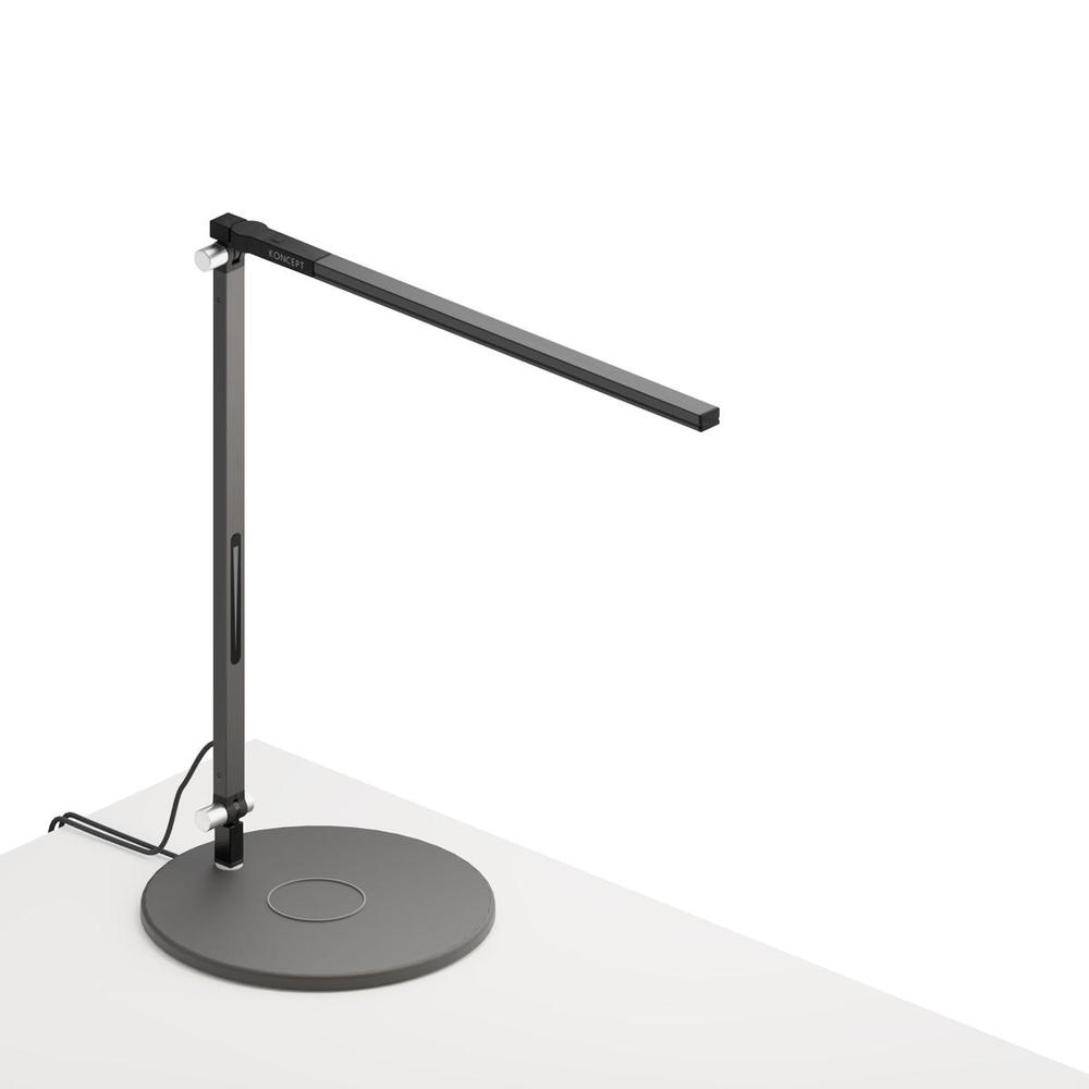 Z-Bar Solo mini Desk Lamp with wireless charging Qi base (Cool Light; Metallic Black)