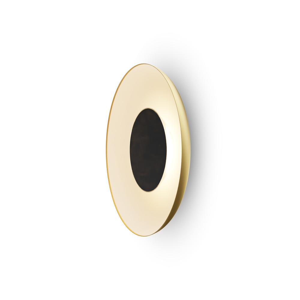 Ramen Wall Sconce 12" (Matte Black) with 24" back dish (Gold w/ Matte White Interior)