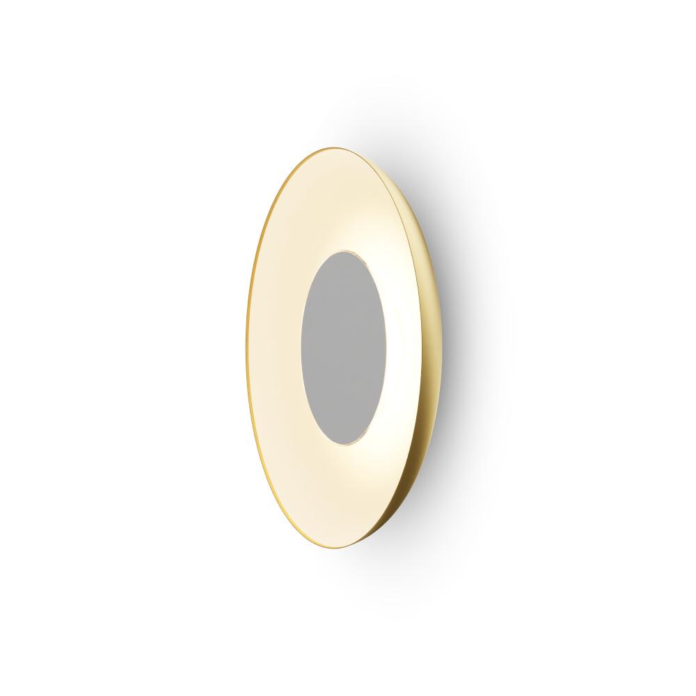 Ramen Wall Sconce 12" (Matte White) with 24" back dish (Gold w/ Matte White Interior)