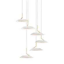 Koncept Inc RYP-C6-SW-MWG - Royyo Pendant (Circular with 6 pendants), Matte White with Gold accent, Matte White Canopy