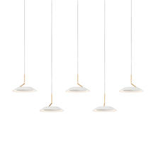 Koncept Inc RYP-L5-SW-MWG - Royyo Pendant (linear with 5 pendants), Matte White with Gold, Matte White Canopy