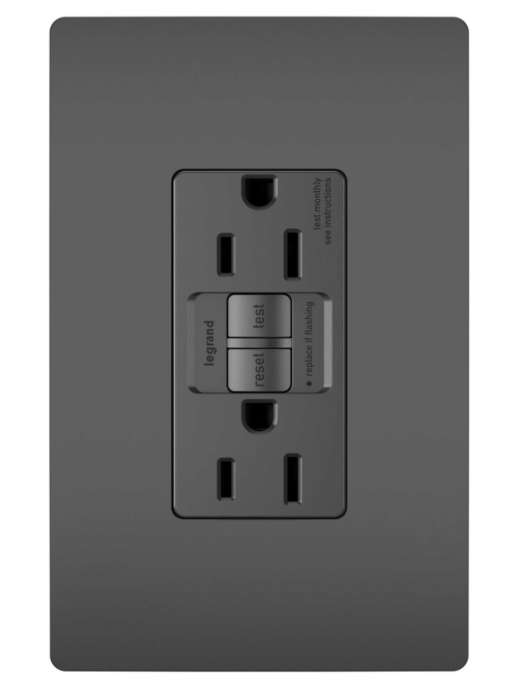 radiant? 15A Duplex Self-Test GFCI Receptacles with SafeLock? Protection, BlackRetail Pkg (12 pack)