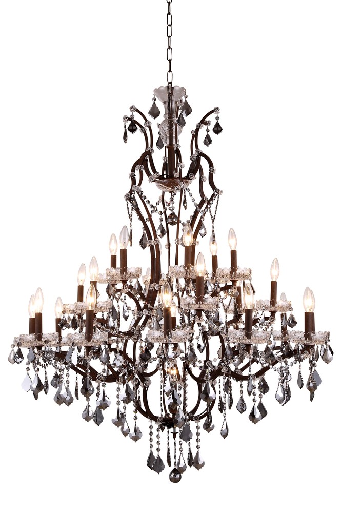 Elena 25 light Rustic Intent Chandelier Silver Shade (Grey) Royal Cut crystal