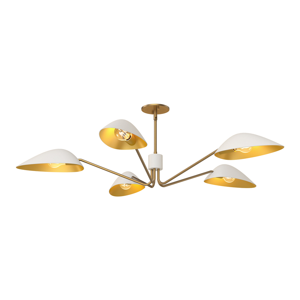 Oscar 46-in Aged Gold/White 5 Lights Pendant