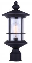 Canarm IOL303BK - TREEHOUSE, 1 Lt Outdoor Post Light, Clear Glass, 1 x 100W Type A, 8" W x 17 1/4" H x 8" 