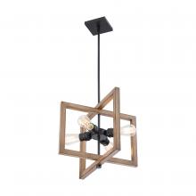 Nuvo 60/6827 - Beacon - 4 Light Small Pendant - Black and Honey Wood Finish